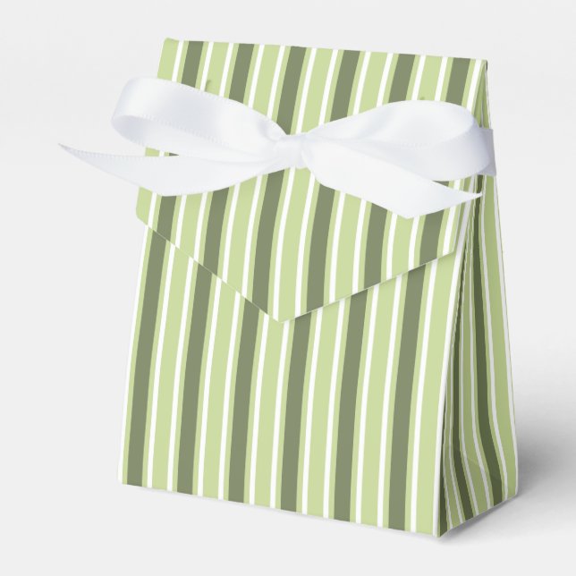 Olive and white candy stripes favor box (Front Side)