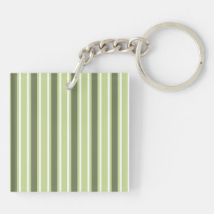Olive and white candy stripes keychain