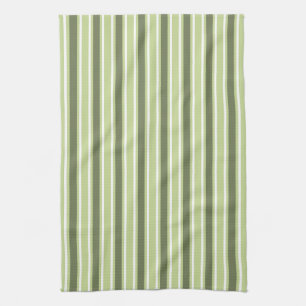 Olive and white candy stripes kitchen towel