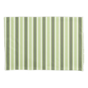 Olive and white candy stripes pillowcase