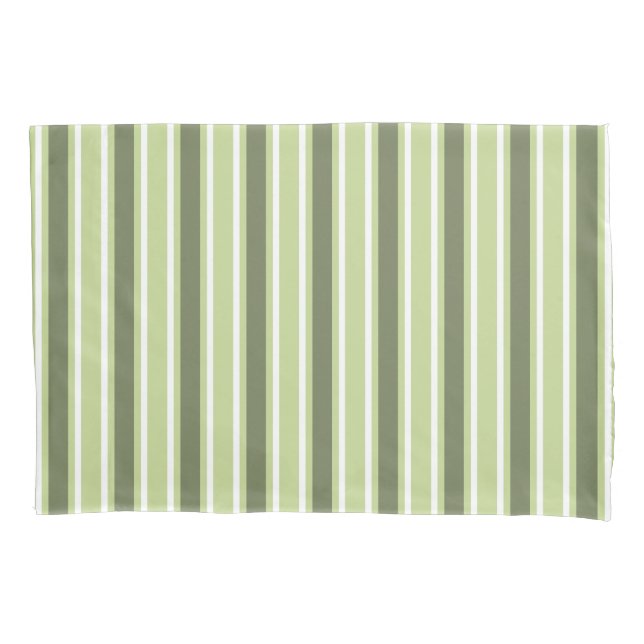 Olive and white candy stripes pillowcase (Front)