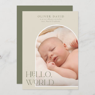 Olive Arc Neutre Photo Faire-part de naissance béb