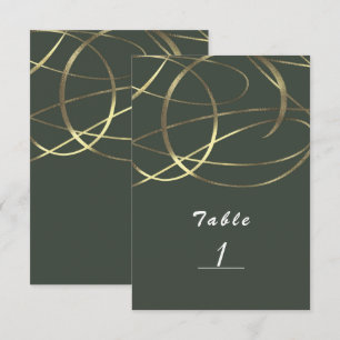 Olive Army Green & Gold Faux Foil Table Number