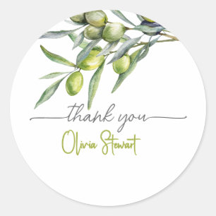 Olive Baby shower Thank you Classic Round Sticker