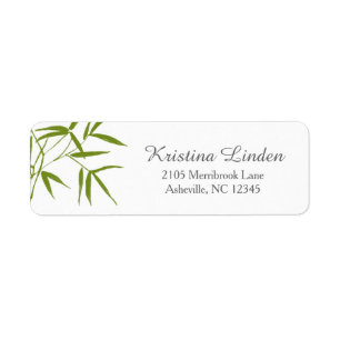 Olive Bamboo Return Address Label / Script Font
