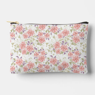 olive beige mosaic floral pattern retro accessory pouch