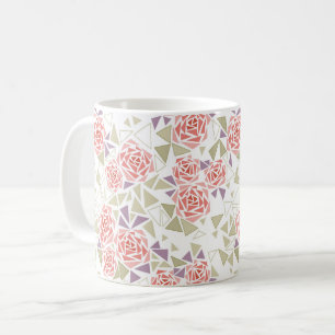 olive beige mosaic floral pattern retro  coffee mug