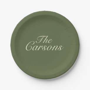 Olive & Beige Wedding Reception Plates