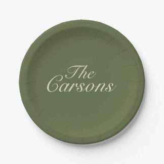 Olive & Beige Wedding Reception Plates