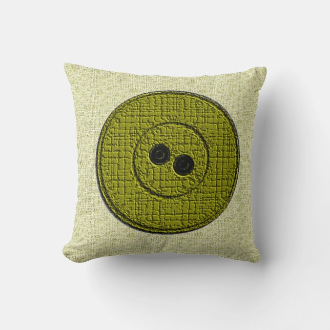 Olive Big Button Throw Pillow (Front)