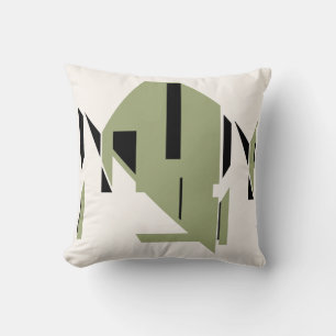 Olive Black on White Bold Geometric Art Abstract Throw Pillow