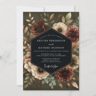 Olive Bloom Moody Wedding Invitation