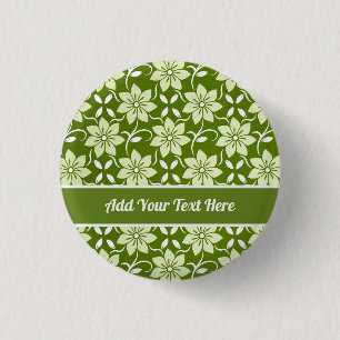 Olive Blossom Repeat 1 Inch Round Button