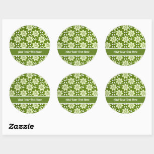 Olive Blossom Repeat Classic Round Sticker