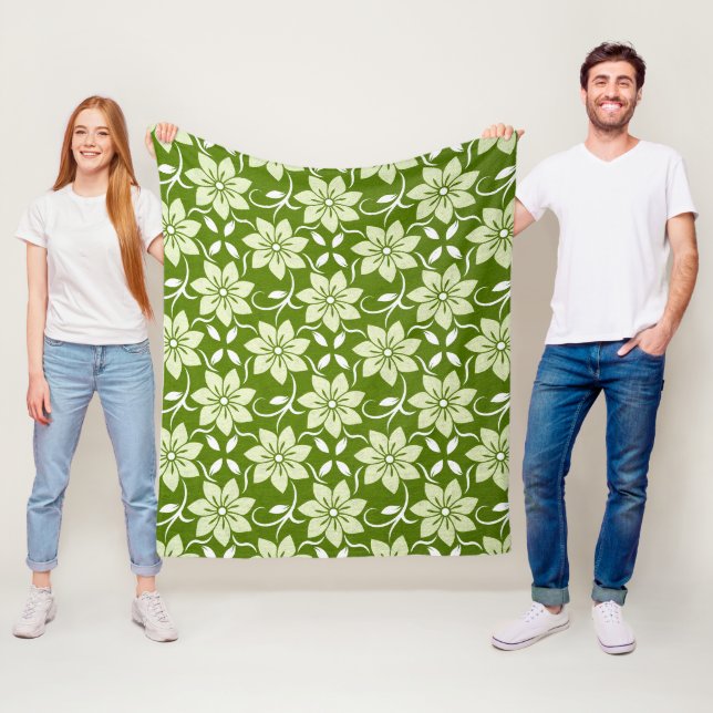 Olive Blossom Repeat Fleece Blanket (In Situ)