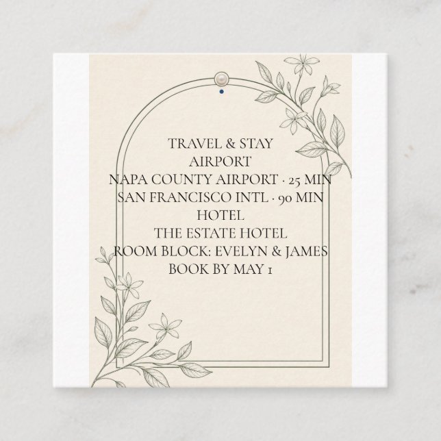 Olive Botanical Destination Wedding Travel Insert (Front)
