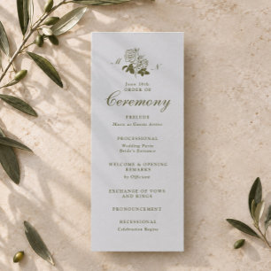 Olive Botanical Monogram Wedding Program