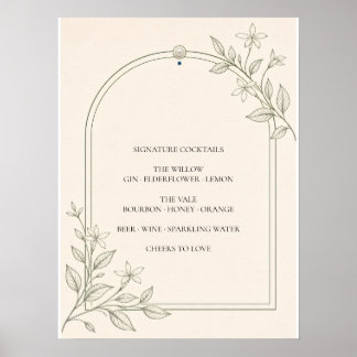 Olive Botanical Signature Drinks Wedding Sign
