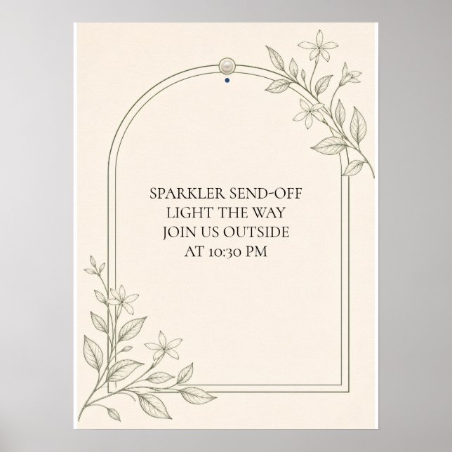 Olive Botanical Sparkler Send-Off Wedding Sign (Front)