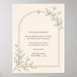 Olive Botanical Unplugged Ceremony Wedding Sign