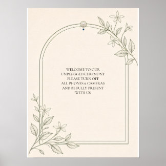Olive Botanical Unplugged Wedding Ceremony Sign