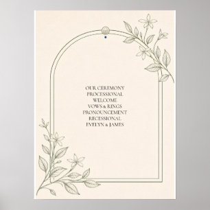 Olive Botanical Wedding Ceremony Program Sign