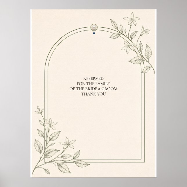 Olive Botanical Wedding Reserved Seating Sign (Front)