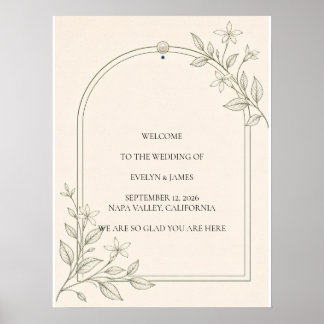 Olive Botanical Wedding Welcome Sign