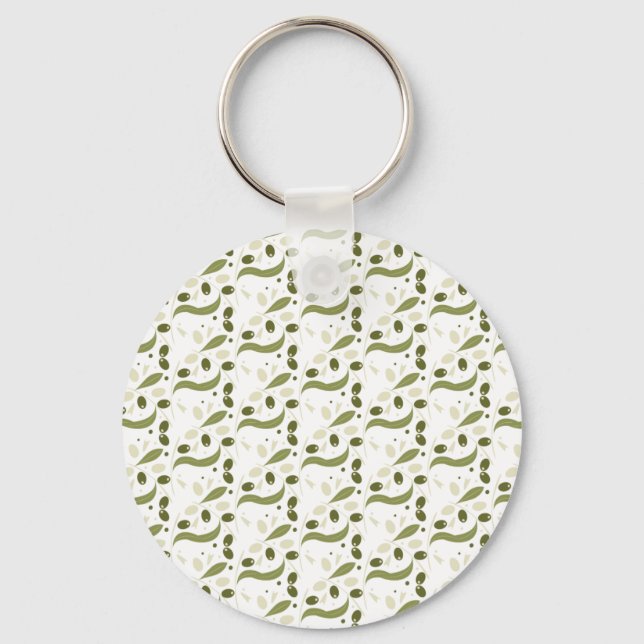 Olive Branch and Leaves Seamless Pattern       Keychain (Front)