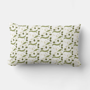 Olive Branch and Leaves Seamless Pattern  Lumbar Pillow