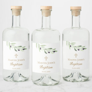 olive branch Baptism Liquor Bottle Label