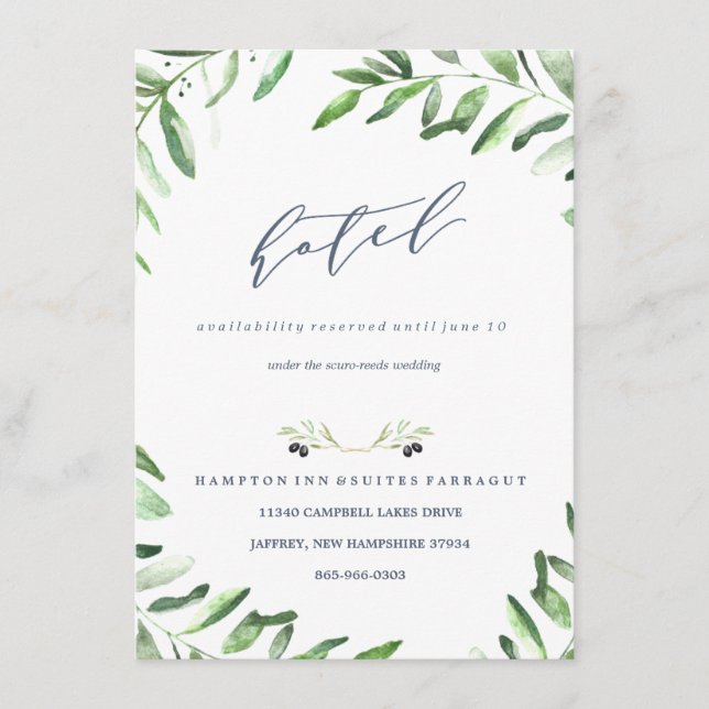 Olive Branch Boho Garden Hotel Card (Front)