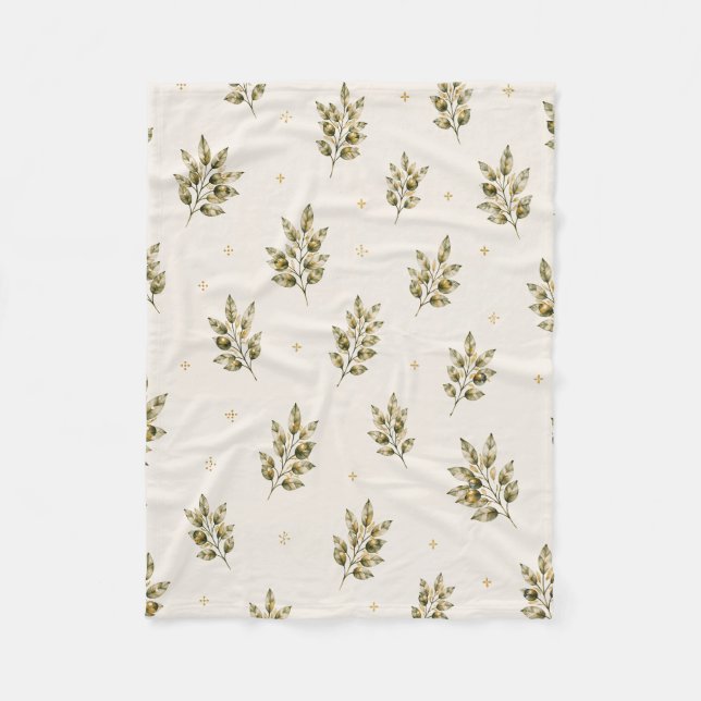 Olive Branch Botanical Throw Blanket (Front)