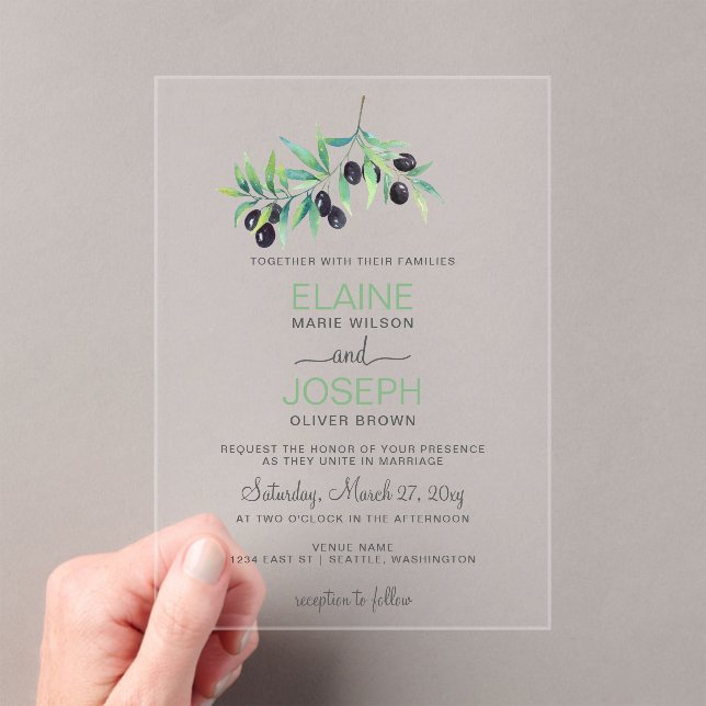 Olive Branch Botanical wedding invitations (Insitu (Handheld))