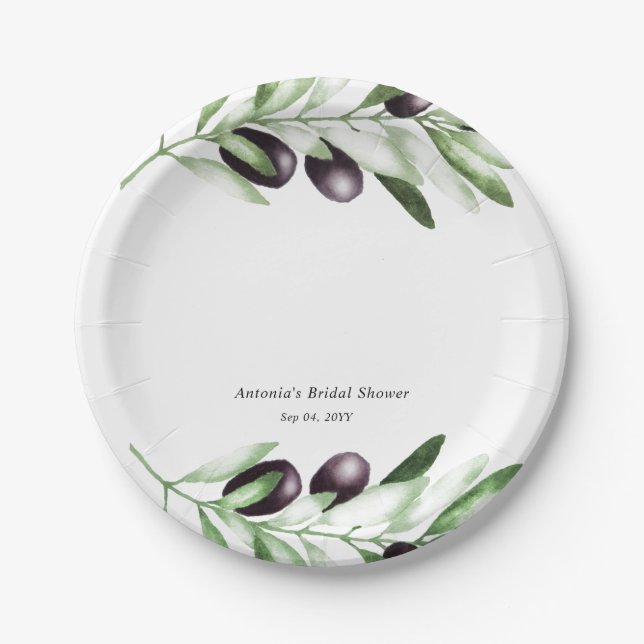 Olive Branch Bridal Shower  Paper Plate (Front)