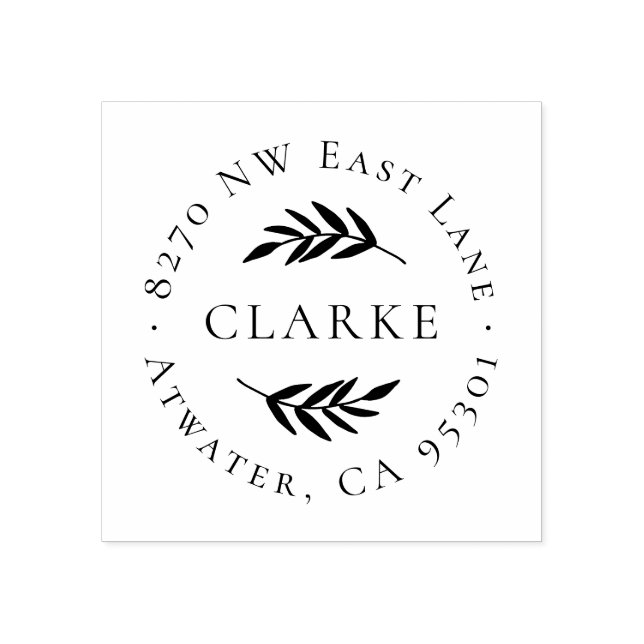Olive Branch Circle Address Stamp (Imprint)
