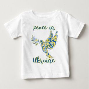 Olive branch dove of peace Ukrainian flag colours Baby T-Shirt