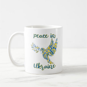 Olive branch dove of peace Ukrainian flag colours  Coffee Mug