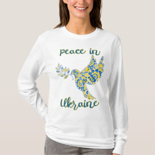 Olive branch dove of peace Ukrainian flag colours  T-Shirt