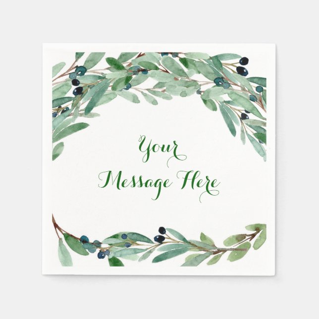 Olive Branch Floral Bridal Shower Napkin (Front)