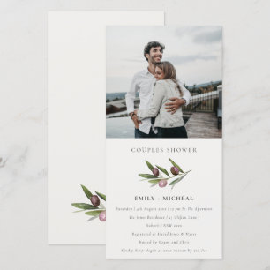 Olive Branch Foliage Couples Shower Photo Card