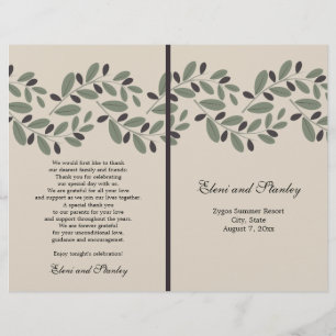 Olive branch garland and wreath wedding program