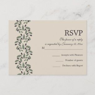 Olive branch garland wedding RSVP reply Card