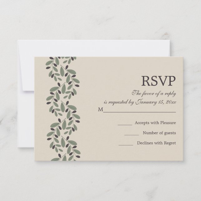Olive branch garland wedding RSVP reply Card (Front)