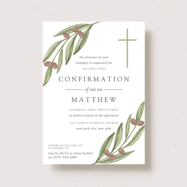 Olive Branch Holy Communion Or Confirmation Invitation (Creator Uploaded)