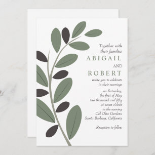 Olive branch Mediterranean charm QR code wedding Invitation