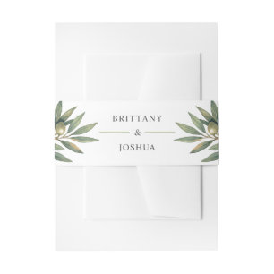 Olive Branch Modern Mediterranean Wedding  Invitation Belly Band
