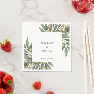 Olive Branch Modern Mediterranean Wedding Napkin
