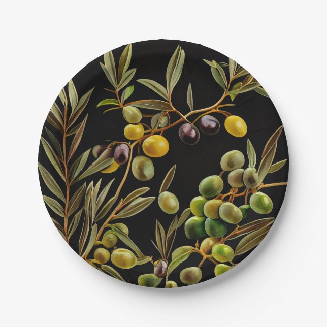 Olive Branch Napkins - Perfect for Mediterranean D Paper Plate (Front)