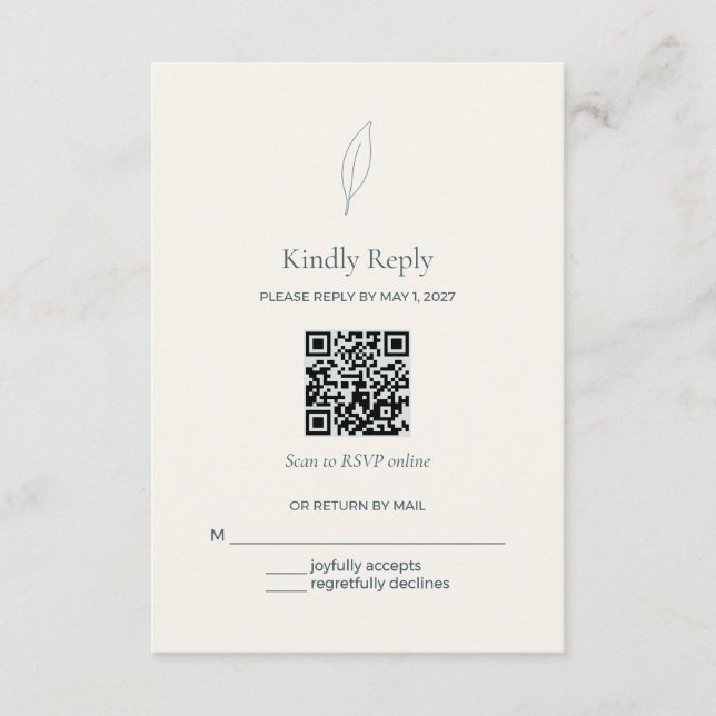 Olive Branch QR Code Wedding RSVP Card (Front)